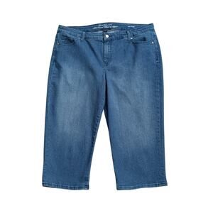 GLORIA VANDERBILT Womens Plus Size 16W Slimming Rail Straight Cropped Blue Jeans